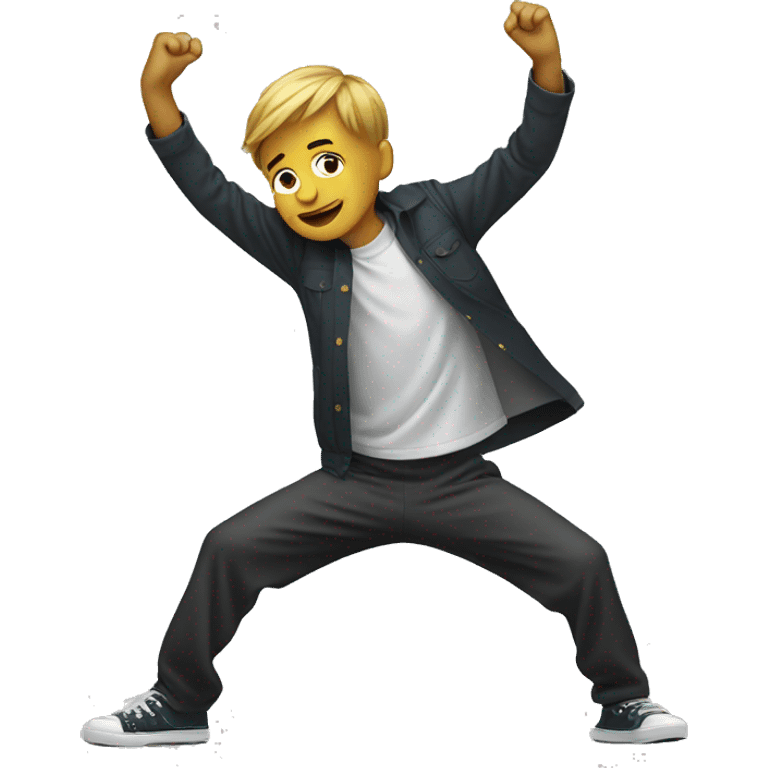 a boy doing dab emoji