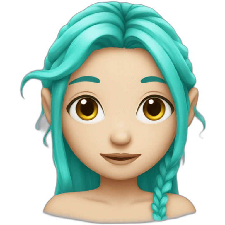 Cute turquoise fairy long hair emoji