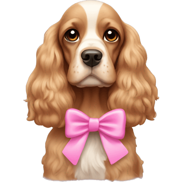 Cocker spaniel wearing pink bows emoji