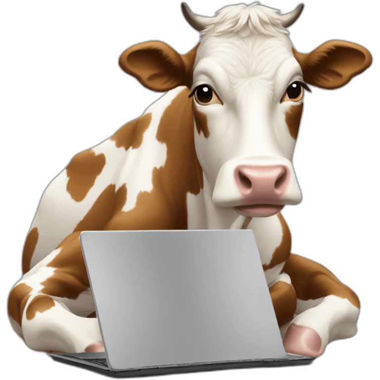 Cow looking at a laptop emoji