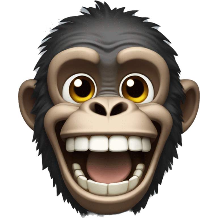 Laughing pixelated chimp emoji