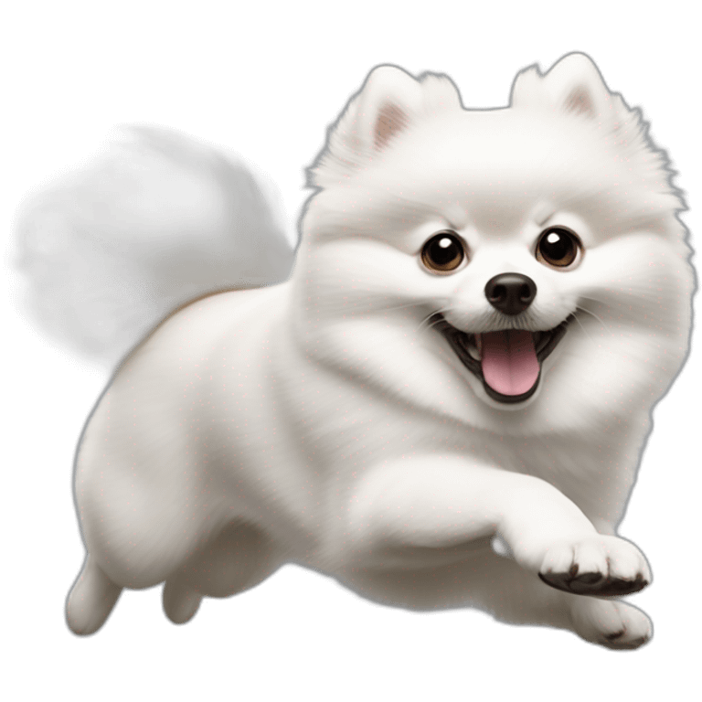 White pomeranian jump emoji