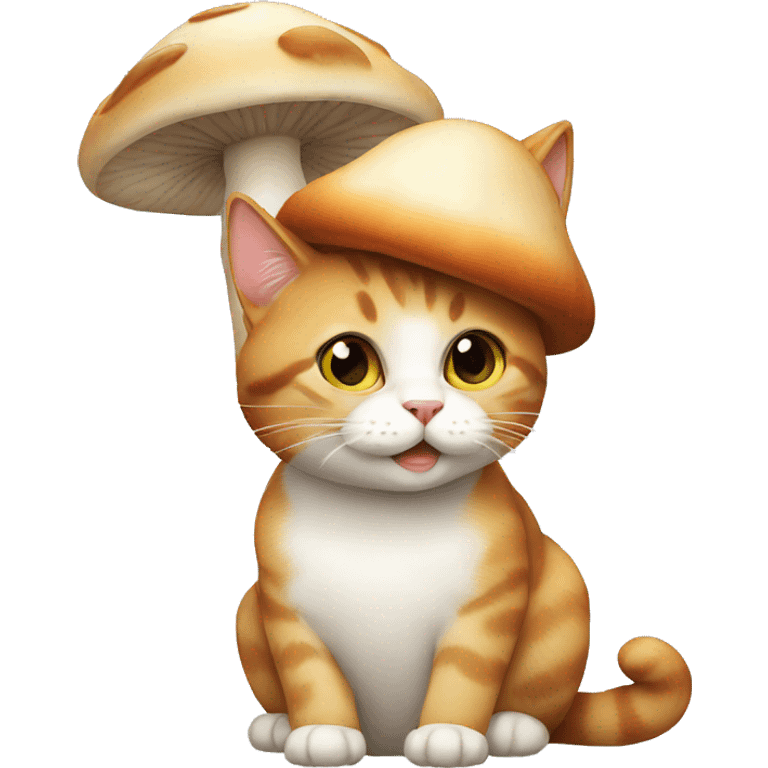 cat with mushroom hat emoji