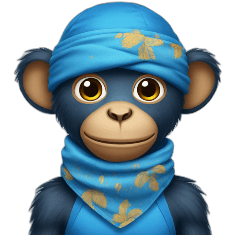 Monkey blue creeps wearing a bandana emoji