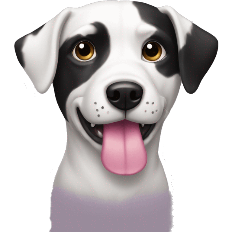 Black and white dog with pink nose emoji