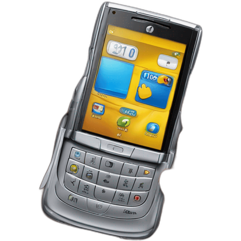 Hand holding open Motorola Razr V3 mobile device with the iconic clamshell design emoji