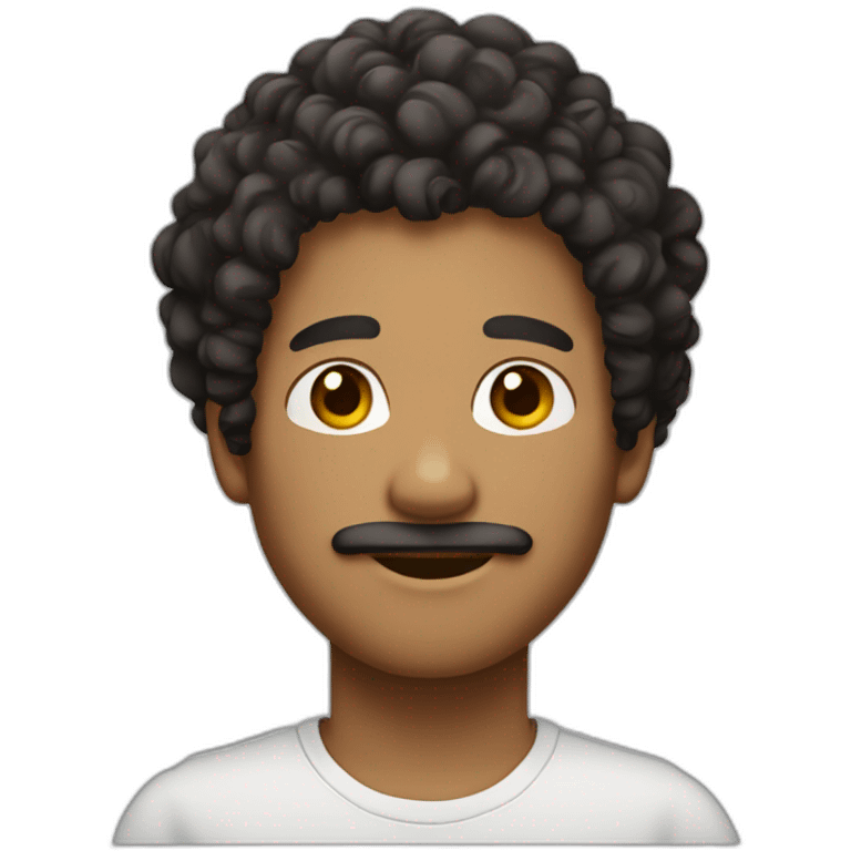 Curly hair man, light mustache, lightskin black emoji