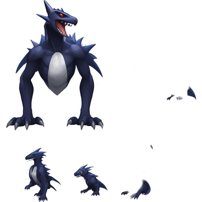 Black Cool Edgy Nargacuga-Garchomp-Sergal Fakémon with Edgy markings,  full body emoji