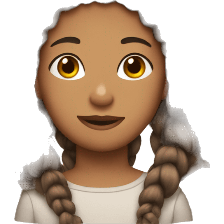 brown skin with  fishtail braids  emoji