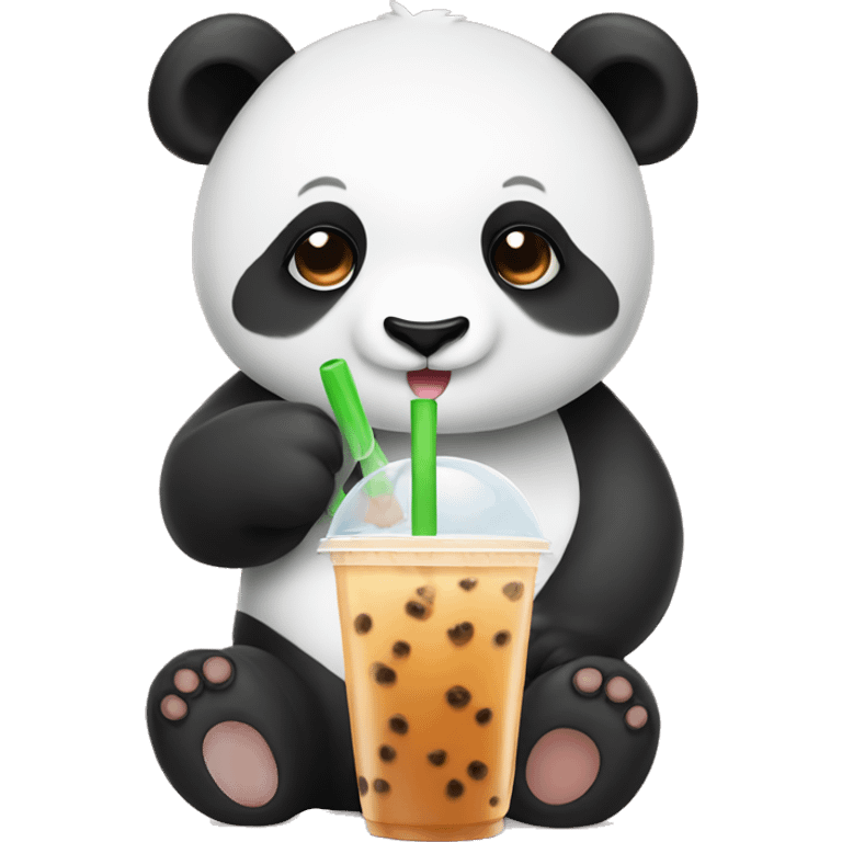 panda drinking bubble tea emoji