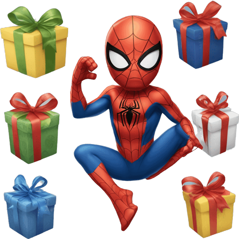 Spider man wrapping presents emoji