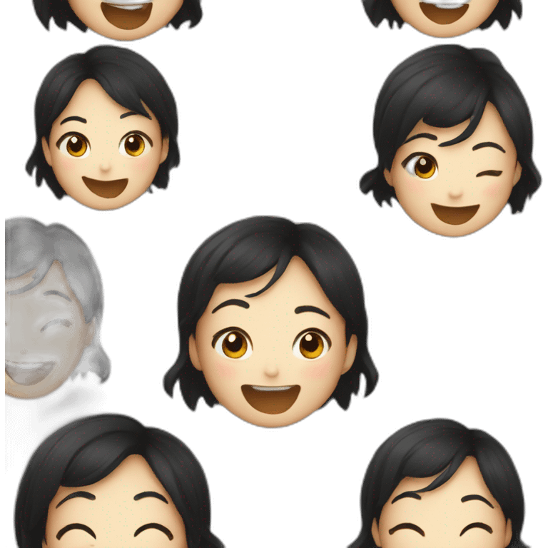 Young Asian woman with black hair laughing hard emoji