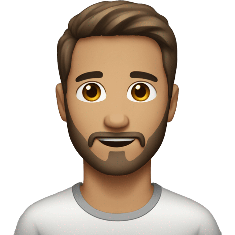 I want a man bit with a short brown hair and brown eyes with a little beard and without beard on the chin emoji