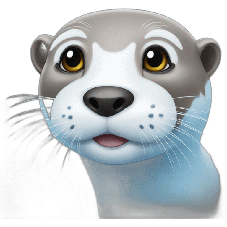 blue & white otter emoji