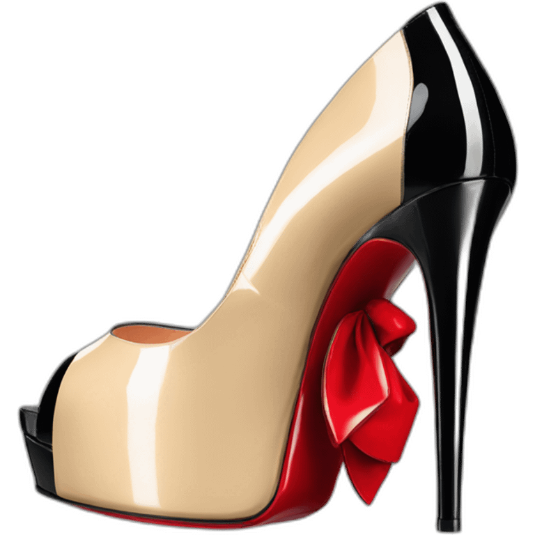 Louboutin Black patent Leather Lady Peep Toe Platform emoji