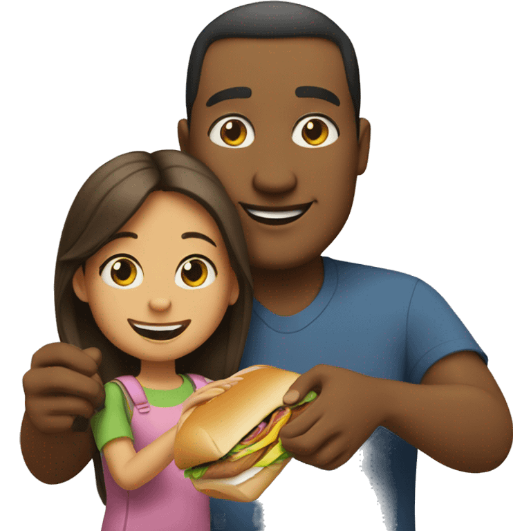 Dad giving his daughter a subway sandwich   emoji