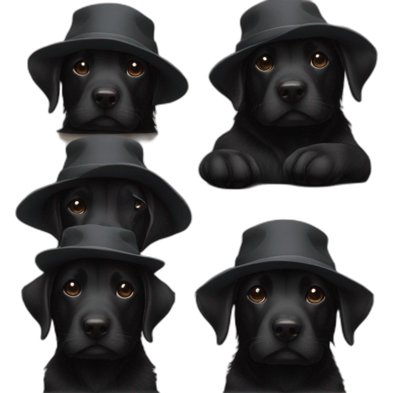 black dog-in-a-hat-sleeps emoji