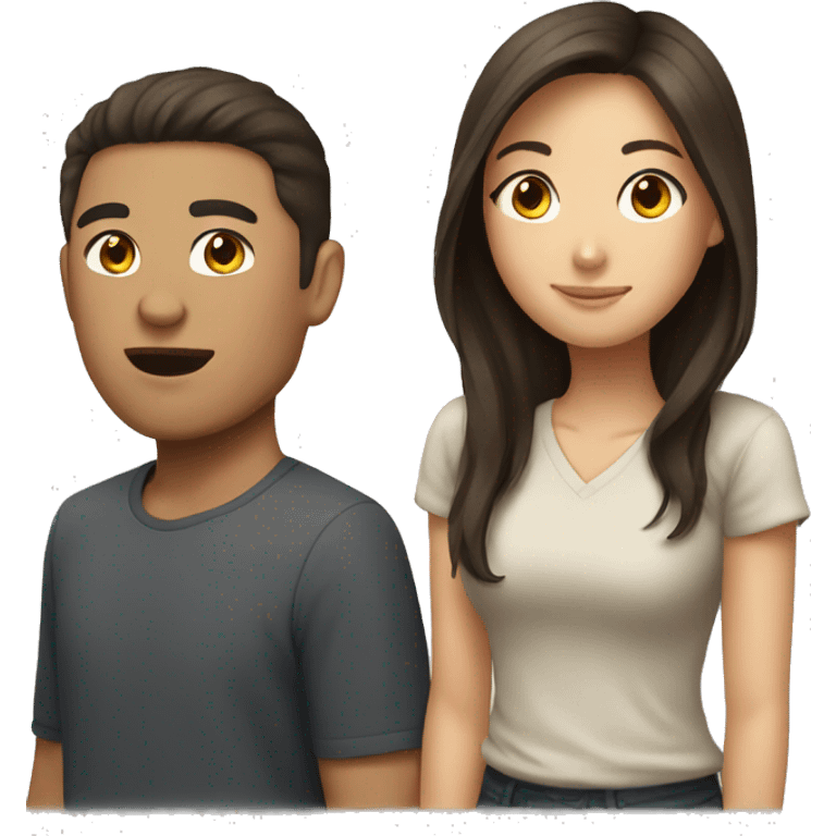 asian girl with brown haired guy emoji