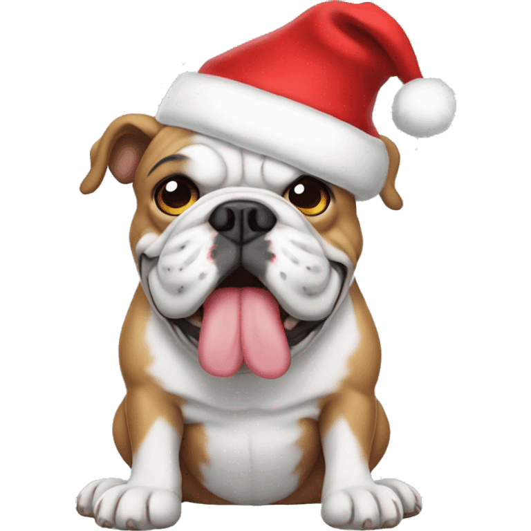 Bulldog with Santa hat emoji