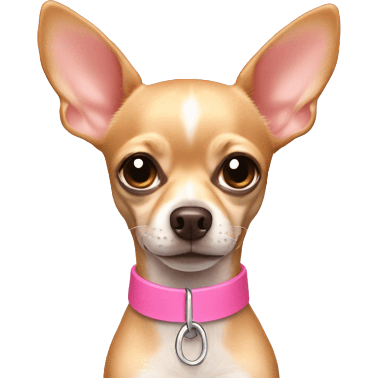 Tan chihuahua wearing thin pink collar emoji