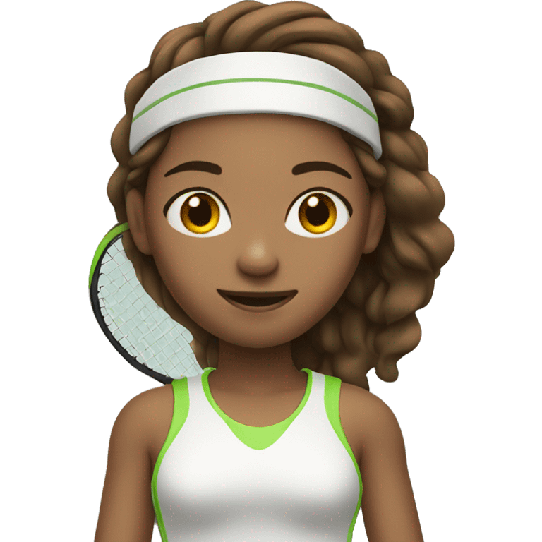 girl with brown hair play tennis emoji