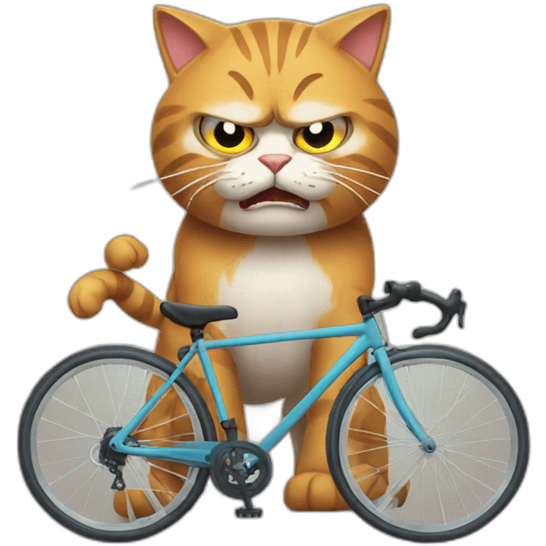 Angry cat with bicycle emoji