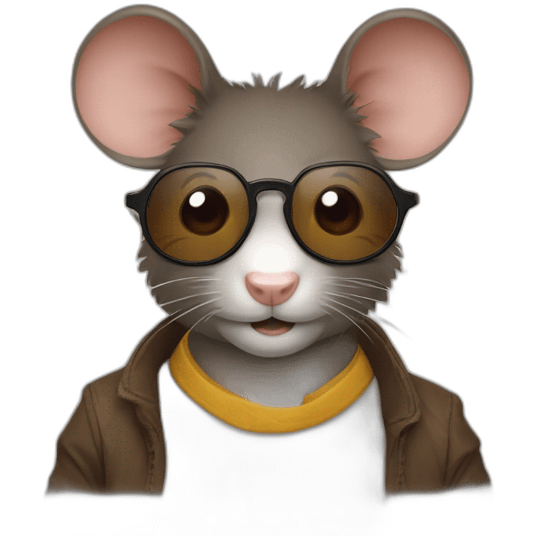 Un gros rat avec des lunettes et avec des cheveux bruns emoji