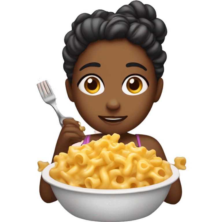 Girl eating Mac and cheese emoji