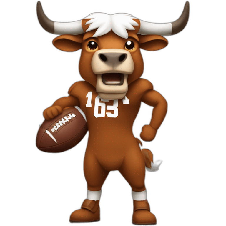 angry bevo mascot holding a football emoji