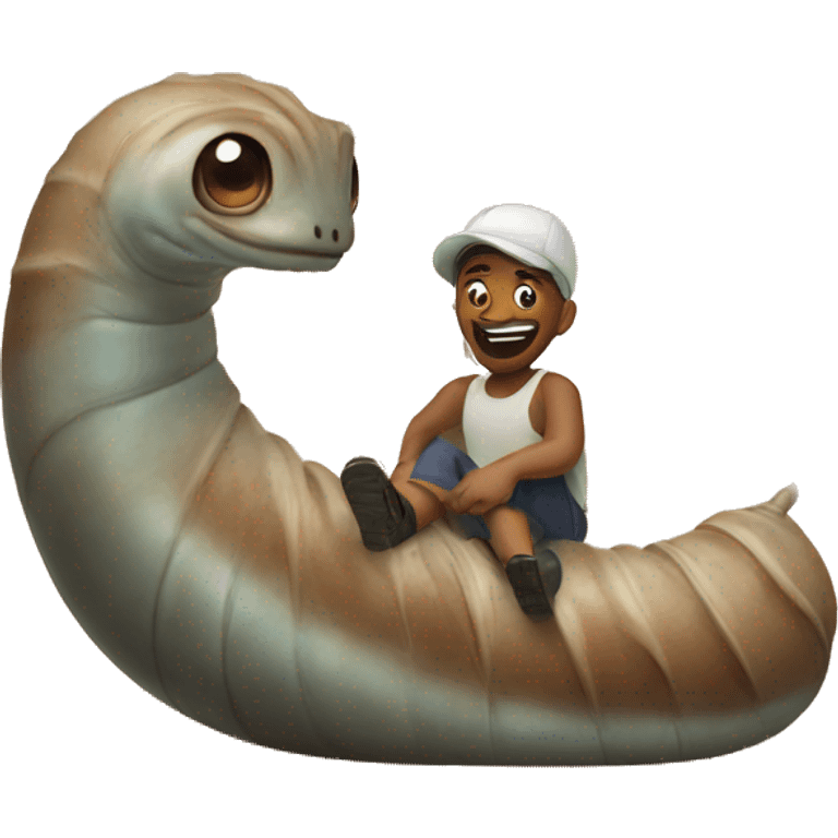 Guy riding a Dune worm emoji