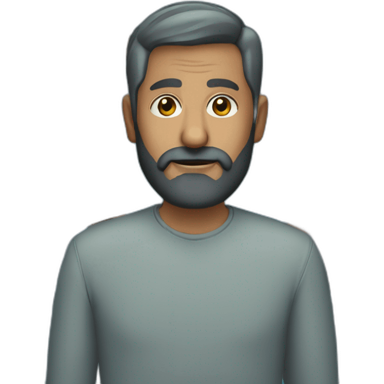 Indian man in his 50s with short beard and black short hair. Blue background emoji