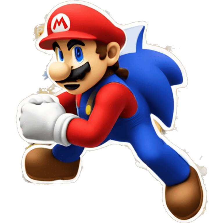 Super Mario fighting Sonic the hedgehog  emoji