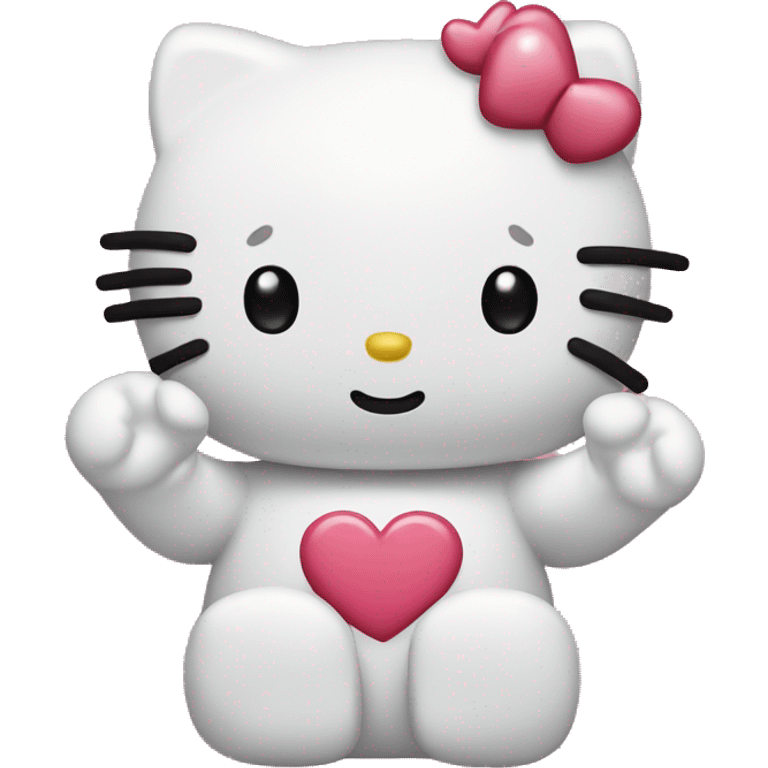 hello kitty with heart hands emoji