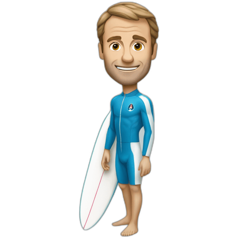 Macron avec une glace qui fait du surf emoji