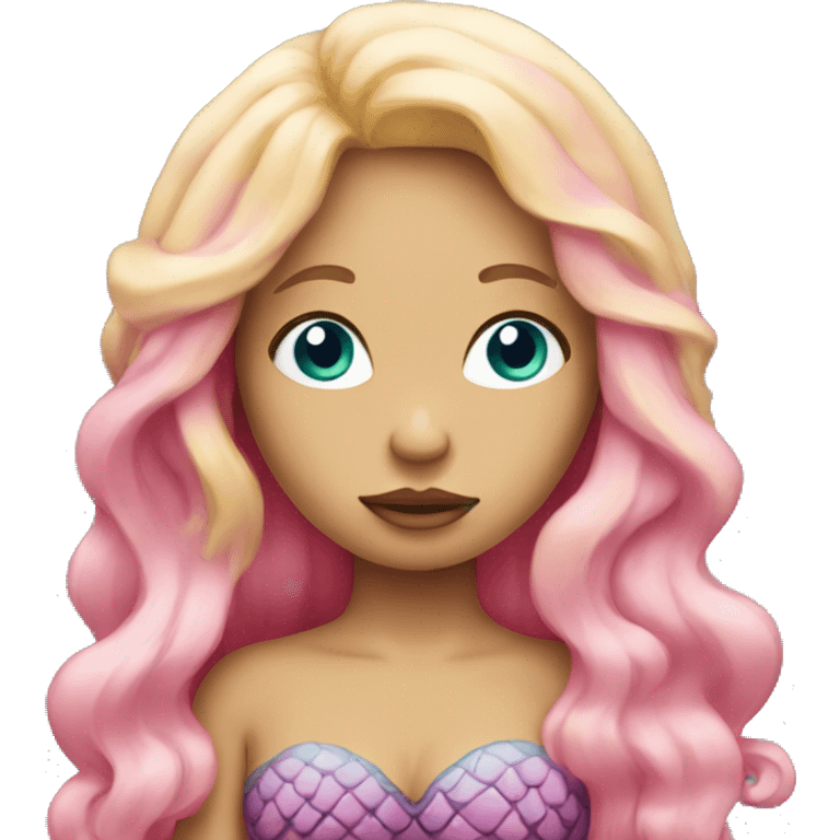 a sad mermaid with blonde hair and pink tail emoji