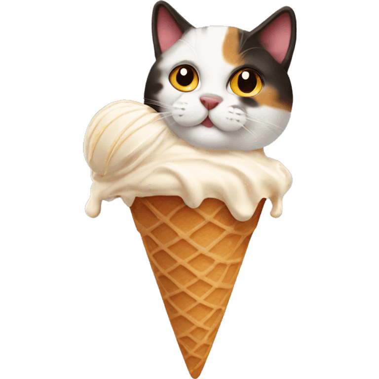 Icecream with calico cat emoji