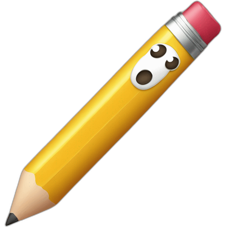 A fat, slightly thin, droopy-eyed, thick-lipped, big-headed, cute Japanese guy with a pencil in his hand and a smile on his face emoji