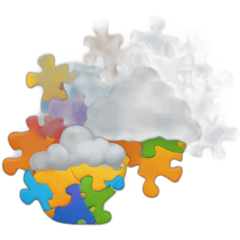 Nube made of puzzle parts autism colours emoji