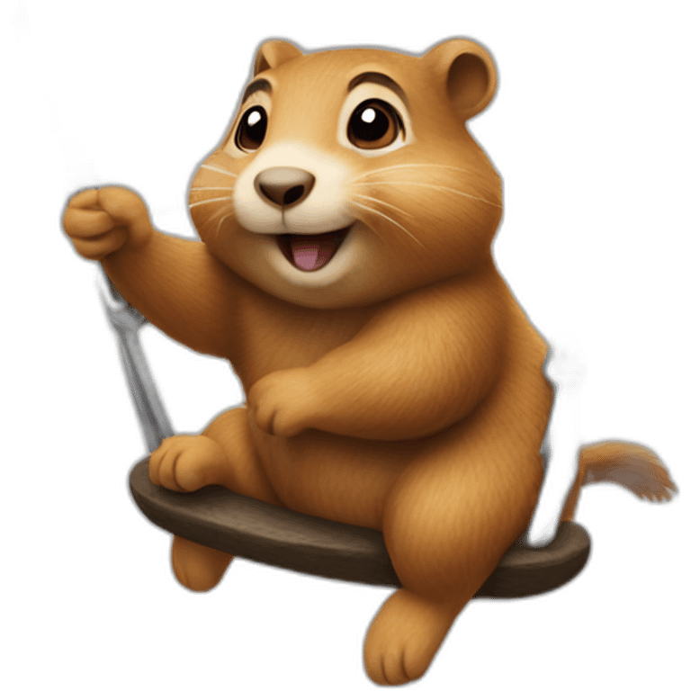 Gopher rides on a swing emoji