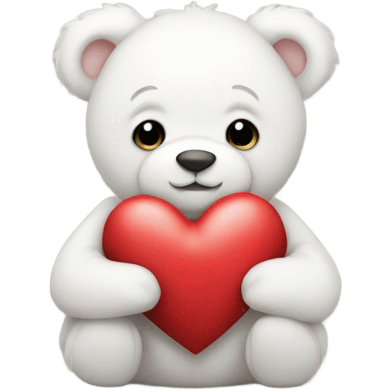 white teddy bear holding heart  emoji