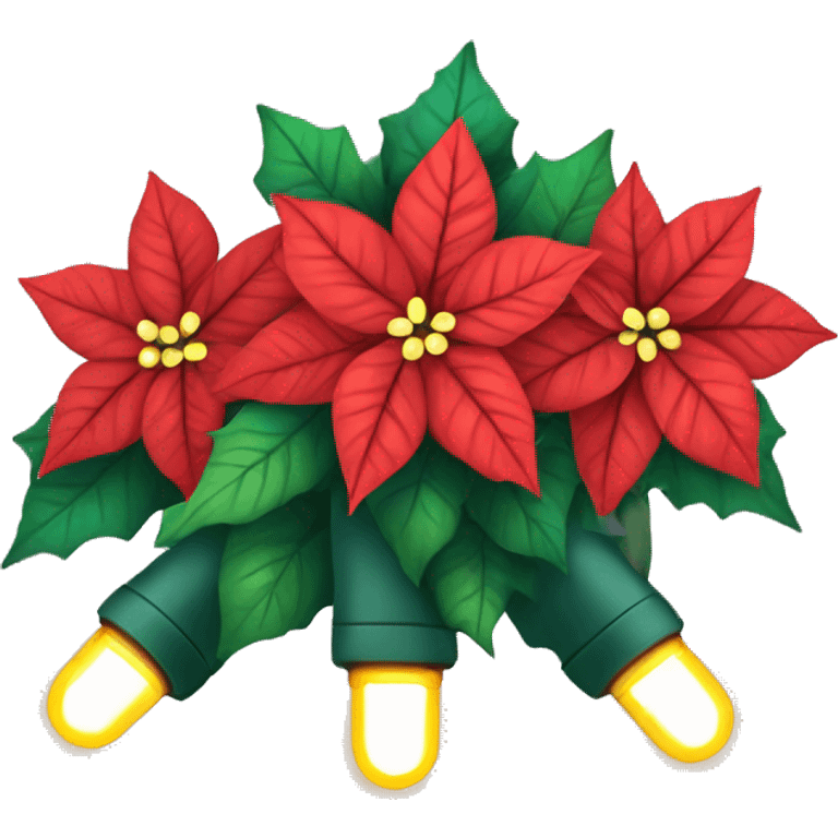 Christmas lights with poinsettias  emoji