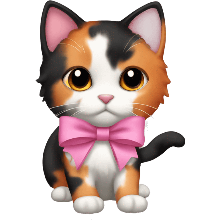 cute orange black calico cat with pink bow  emoji