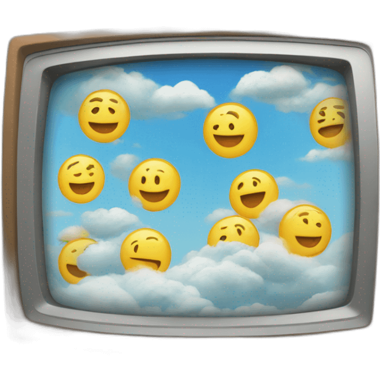 TV with weather broadcast on it and made by DreamWorks and Pixar emoji