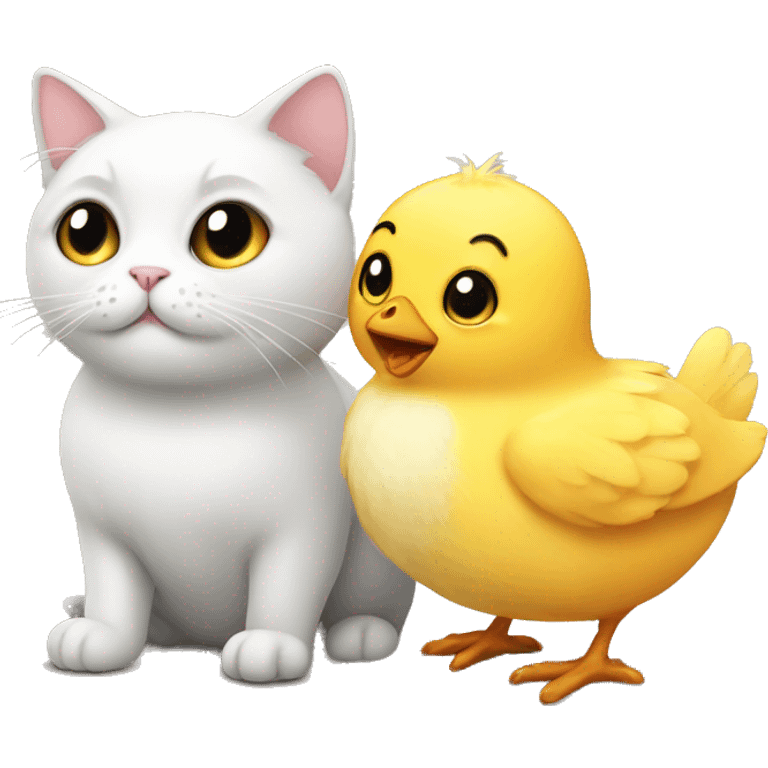 Cat and chick emoji