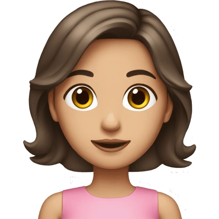 brunette girl in a pink dress emoji