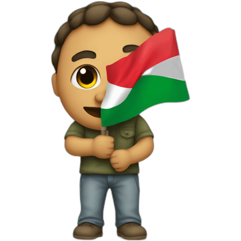 An emoji crying with Palestine flag in hand emoji