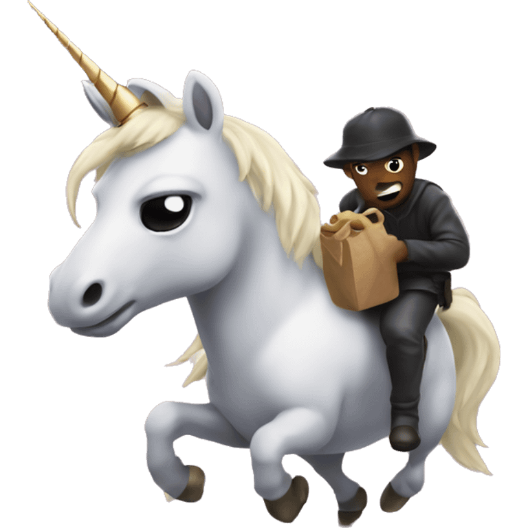 Unicorn being a thief  emoji