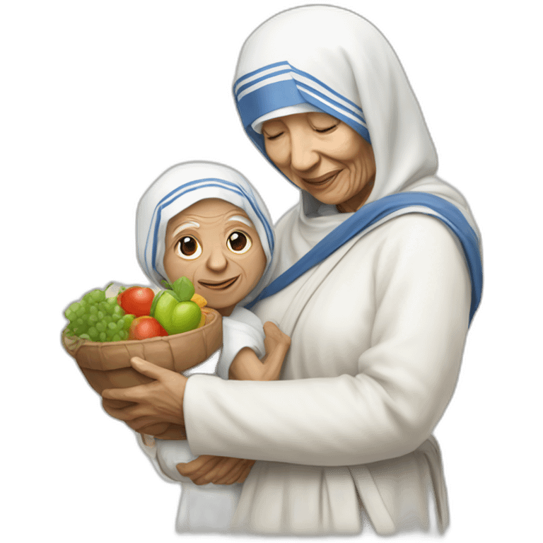 Mother theresa with mano cornuta emoji