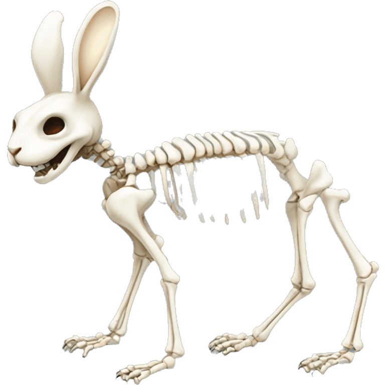 A full-length rabbit skeleton with crosses over its eyes emoji