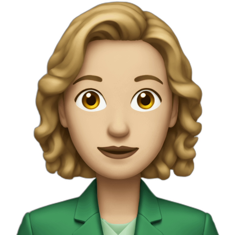 Myriam Bregman with green suit jacket emoji